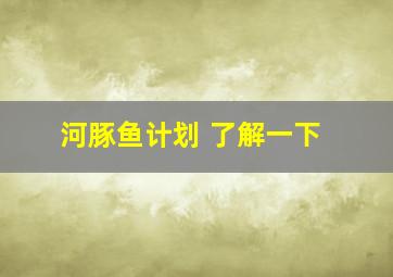 河豚鱼计划 了解一下